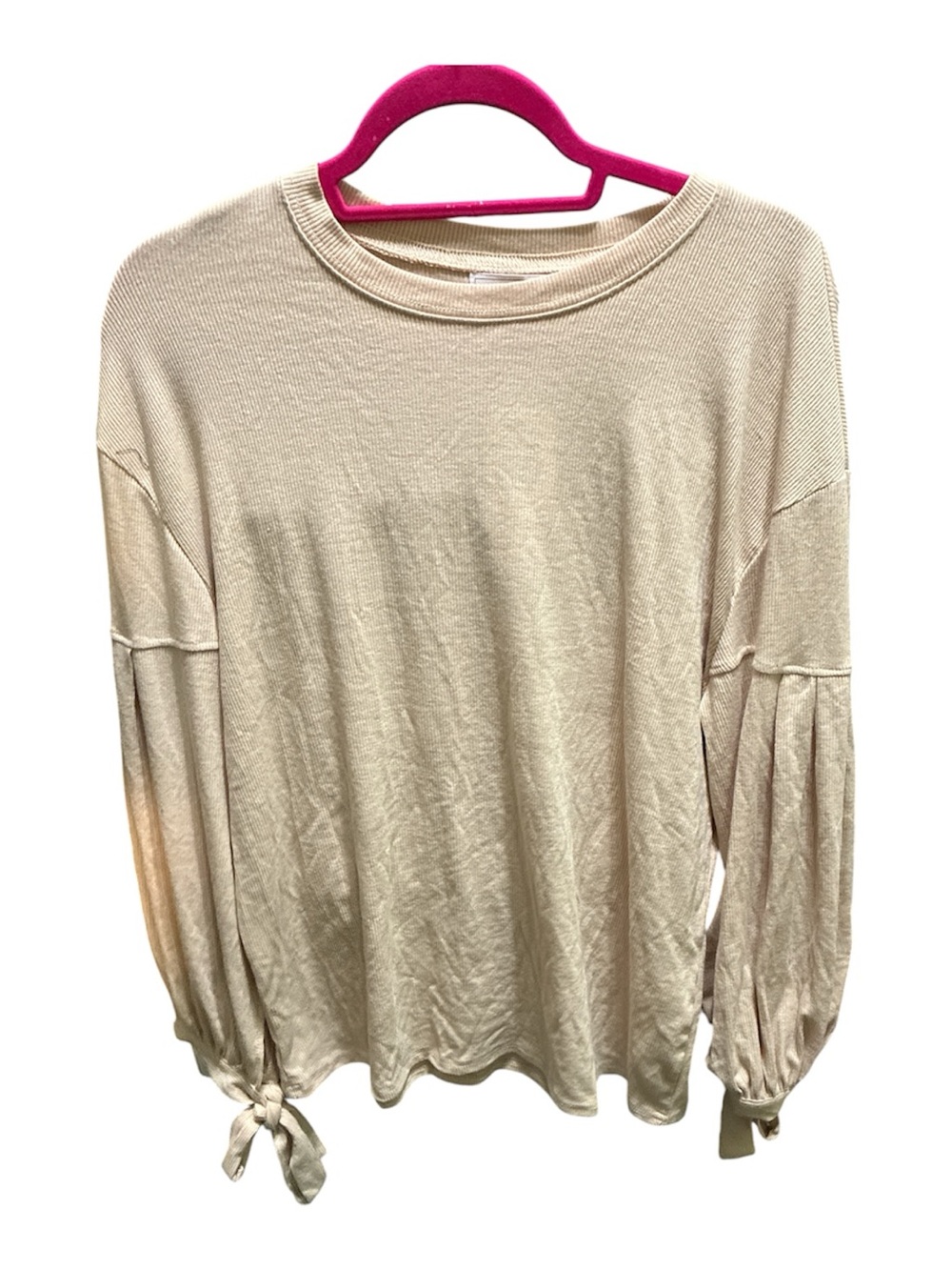 Sage the label Cream Long-Sleeve Tie-Cuff Pullover